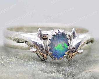 Killer Whales Orca Ring With Opal Triplet or Other Gemstone