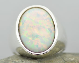 Inlay Fire Opal Ring in Sterling Silver 925 Ring Plain Shank handmade by Artisan