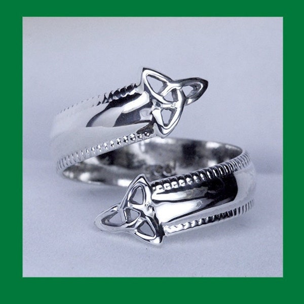 Celtic Triquetras adjustable spoon ring small medium large in Sterling Silver 925