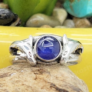 Killer Whales Orca ring with blue Sapphire or other gemstone Unisex in Sterling Silver 925 size 5 to 12.5 &quot;Empty the tanks&quot; &quot;save the SRK&quot;