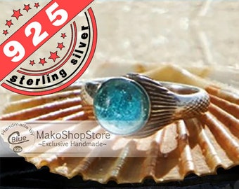 Nombre grabado PERSONALIZADO Real Mako Mermaid Ring Sterling Silver 925 Exclusivo de MakoShopStore tamaño 5 6 7 8 9 10