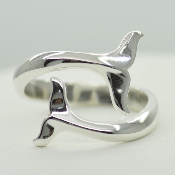 Whale Tail adjustable spoon ring for Ladies in Sterling Silver 925