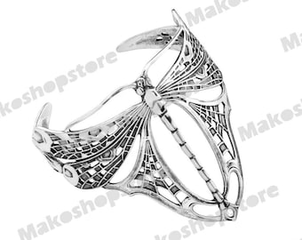 Sterling Silver 925 Large vintage Dragonfly filigree Cuff Bracelet with / without gemstones