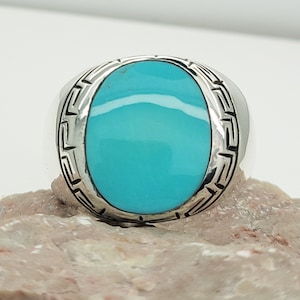 Flawless Sleeping Beauty Inlay Turquoise Ring size 12 in Sterling Silver 925