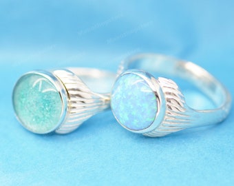 Brand New XL 10mm Opal Stone Mako Mermaid Moonpool Island of secrets Ring  Sterling Silver 925 for Real Fans shell box included