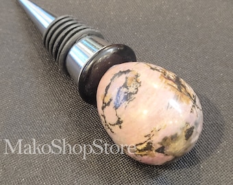 Wine Stopper Handmade real Rhodonite Stone  with gift box Unique