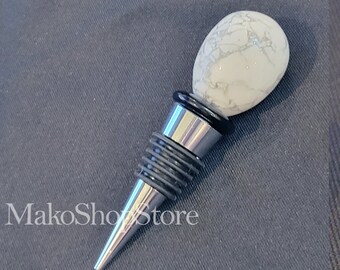 Wine Stopper Handmade real Howlite Stone  with gift box Unique