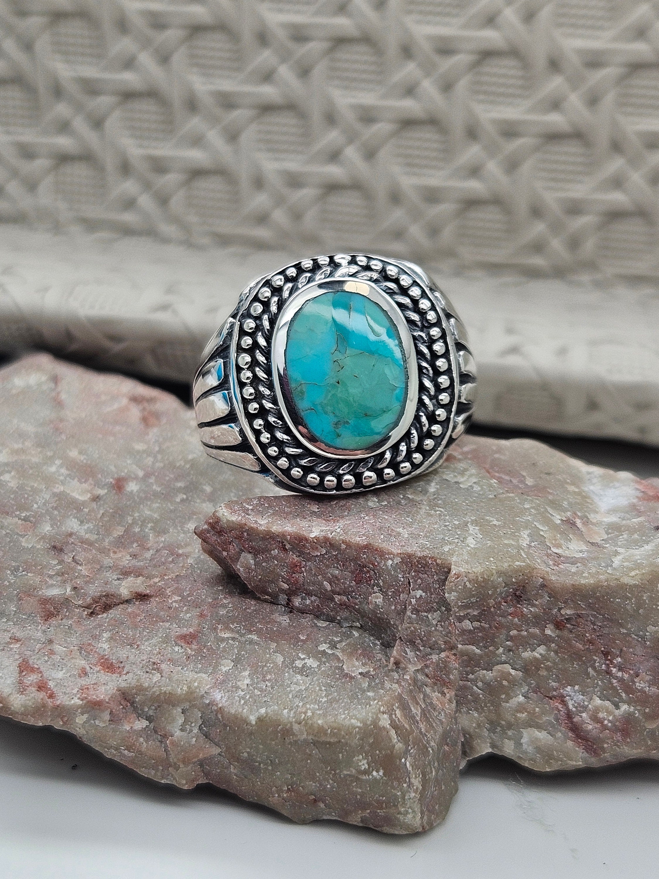 Sleeping Beauty Inlay Turquoise Ring Size 12 in Sterling Silver 925 - Etsy