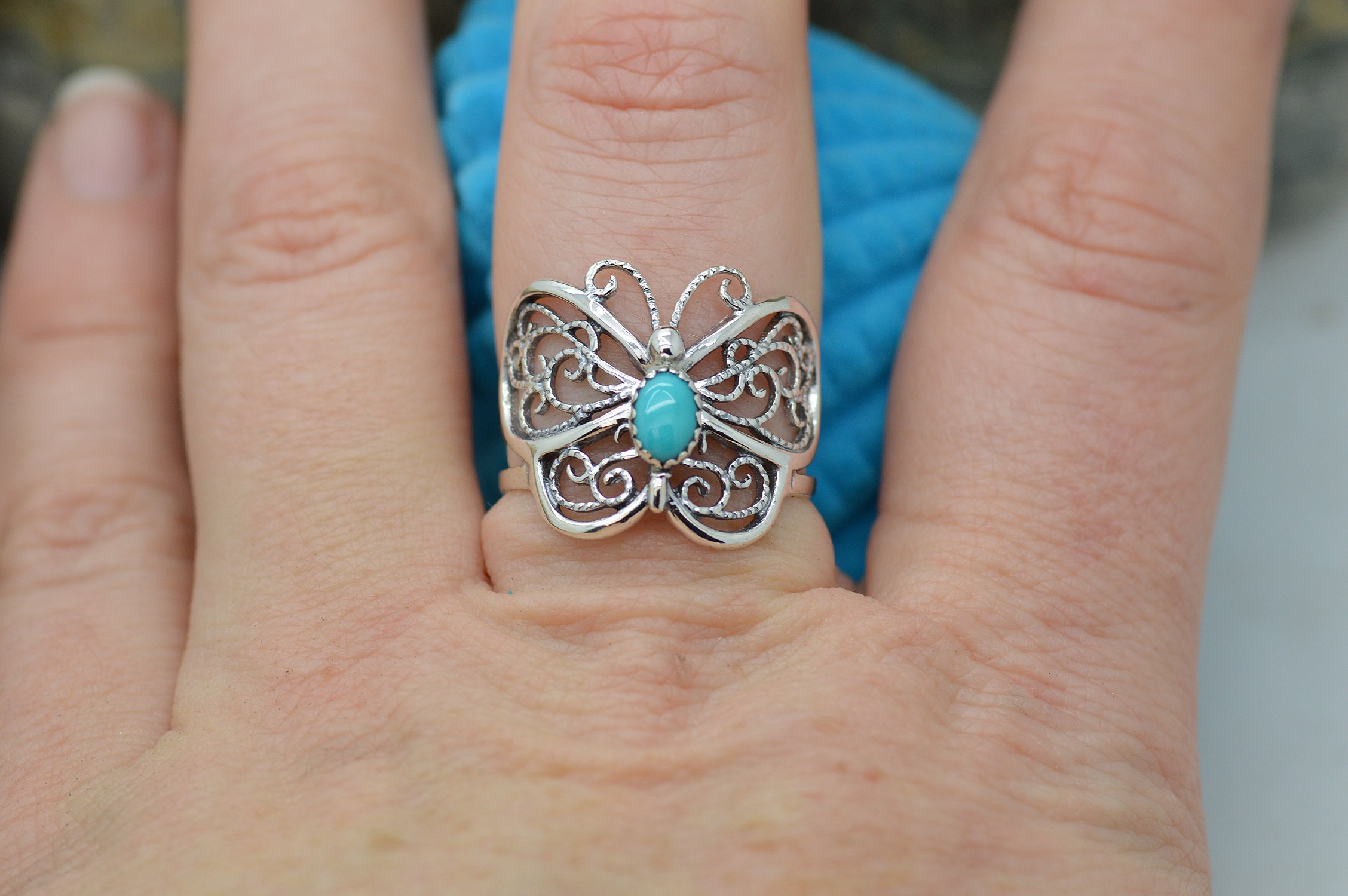 Details about   925 STERLING SILVER ARTISAN FILIGREE ANGEL BUTTERFLY RING SIZE 8 