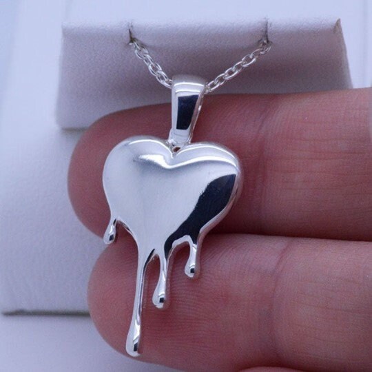 ネックレス・チョーカー Big Melting Heart Pendant (Silver) My Melting Heart Sterling Silver 925 Pendant - Etsy