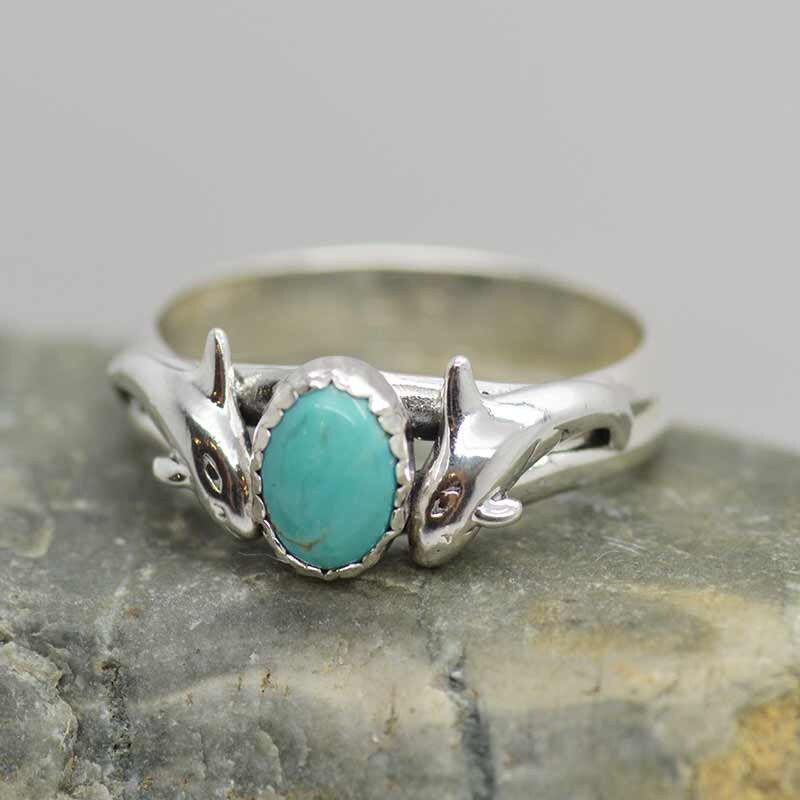 ★pandorum★ Orca ring synthetic sapphire PR-011 Killer Whales Orca Ring With Blue Sapphire or Other Gemstone