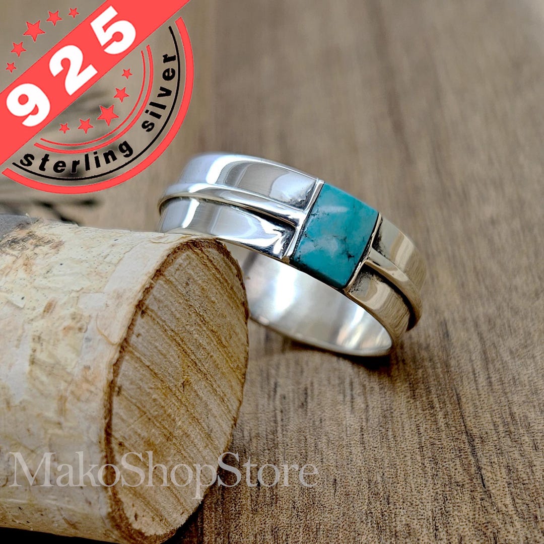 Unique! Inlaid Turquoise American Indian Chief Ring in Sterling Silver ...