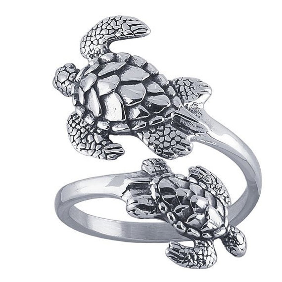 Sea Turtles Adjustable Spoon Ring for Ladies in Sterling Silver 925 - Etsy