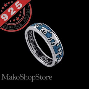Liquidation! Horse ring in Sterling Silver 925 with Turquoise inlay size 5 11 12 13 14 15
