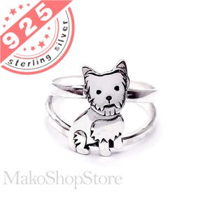 Yorkshire Terrier Yorkie dog band ring in Sterling Silver 925