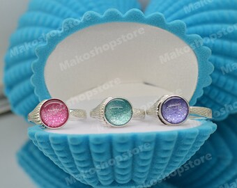 NEW 8mm Turquoise Tiger-Eye The Real Mako Mermaid Ring Sterling Silver 925  + Shell Box! size 4 to 10 Is…