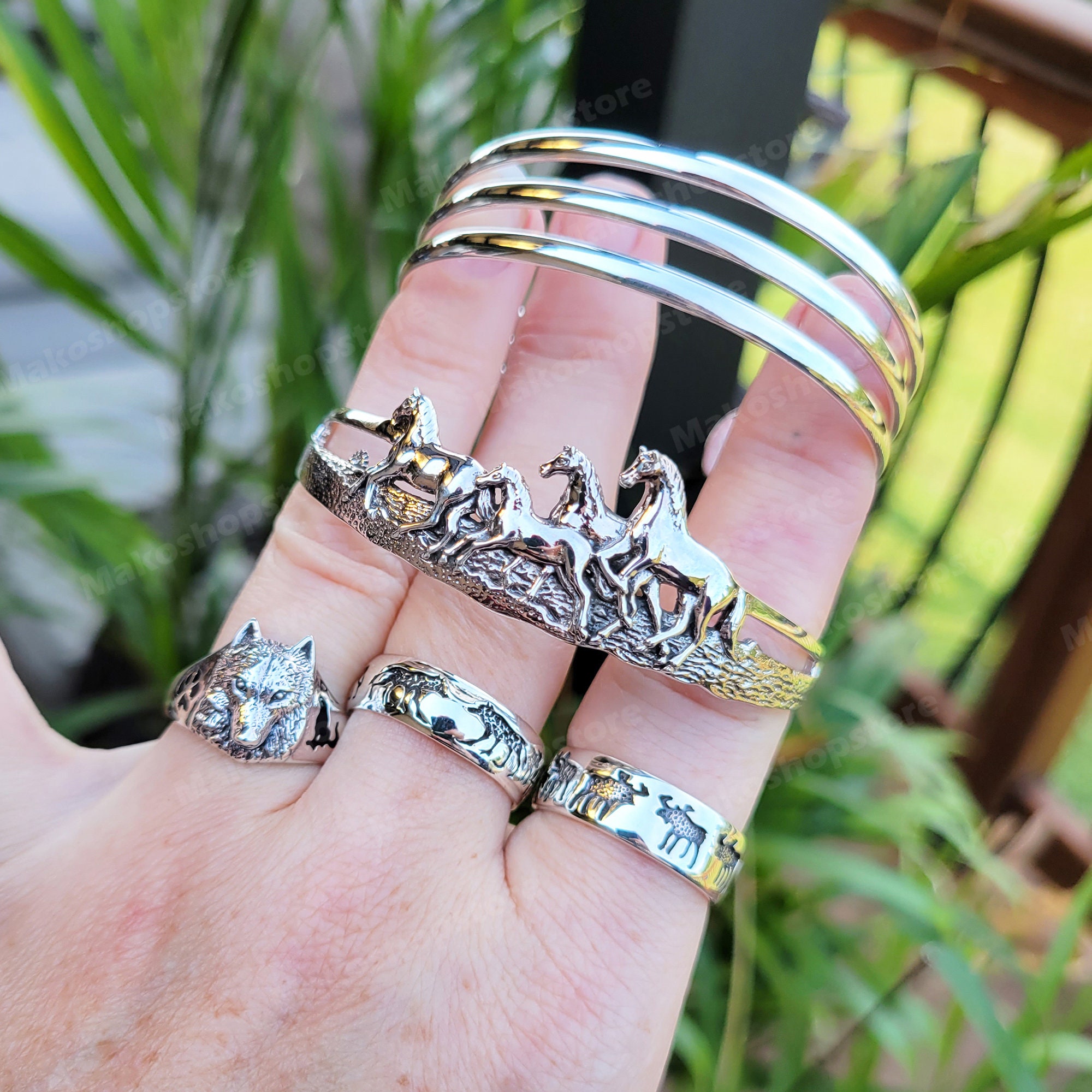 Bague En Argent 925 - Motif Tête De Loup Et Empreintes - Artisanale - Neuf Avec étiquettes