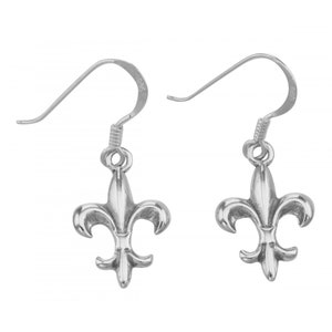 Fine Fleur-de-Lis Sterling Silver 925 dangling french wires or stud earrings