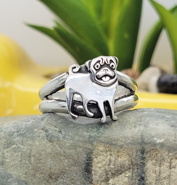 Pug Dog Ring for Ladies in Sterling Silver 925 Etsy Australia