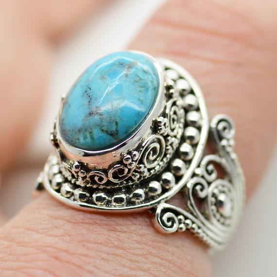 Stunning Turquoise Ring for Ladies in Sterling Silver 925 Etsy