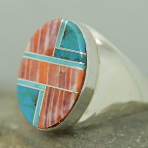 Navajo Inlay Mosaic Ring Multi-stone Turquoise and Spiney - Etsy