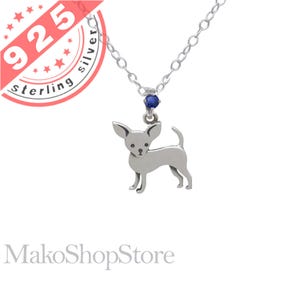 Chihuahua dog pendant in Sterling Silver 925 with without birthstone