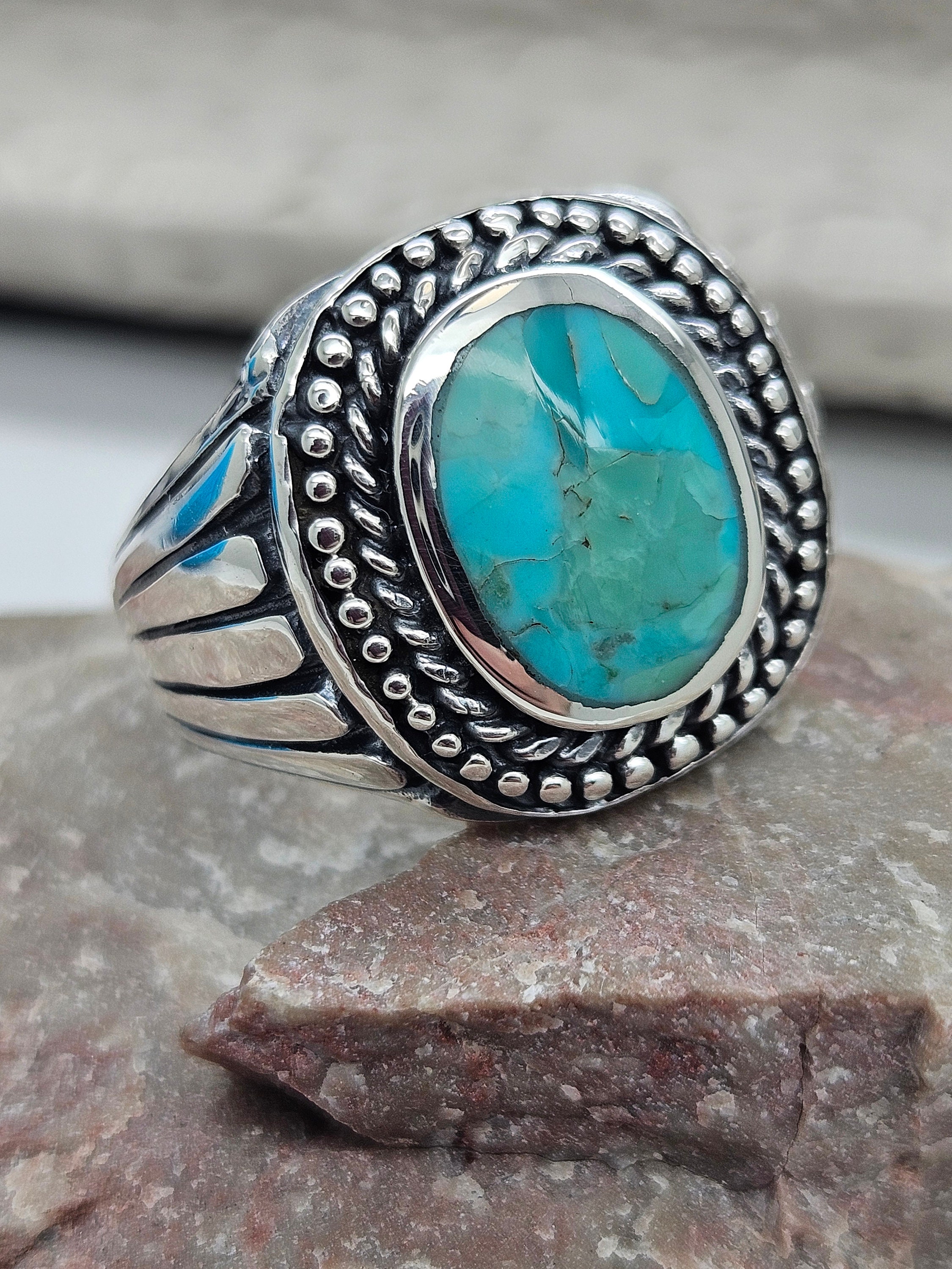 Sleeping Beauty Inlay Turquoise Ring Size 12 in Sterling Silver 925 - Etsy
