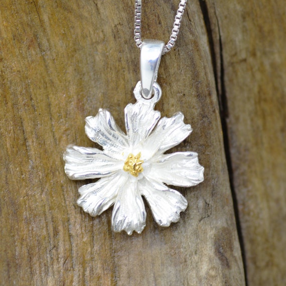 Tone Daisy Pendant Sterling Silver 925 