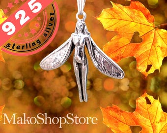 Samara Fairy-hanger Massief Zilver 925 Esdoornzaden Vleugels Unieke creatie uit onze shop