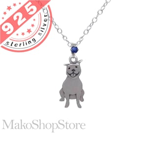 Pitbull dog pendant in Sterling Silver 925 with without birthstone