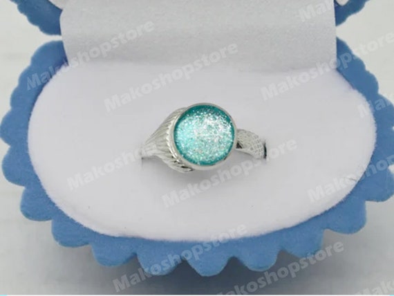 Bague ile des secrets Sirene Moonpool veritable mako 10 mm en argent sterling 925 pour les vrais fans blanc bleu rose violet ou turquoise