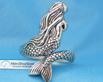 Best rated Mermaid Wrap Ring Solid Sterling Silver 925 adjustable