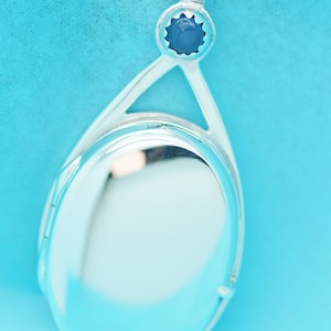 Blue Agate Gemstone H2O Mermaid Locket pendant Sterling Silver 925 for Real Fans