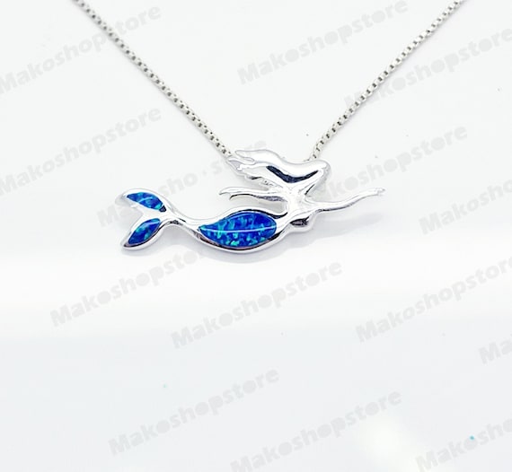 Sterling Silver Blue Opal Inlay Mermaid Pendant Sterling Silver Blue Opal Inlay Mermaid Pendant