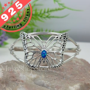 MONARCH Butterfly Cuff Bracelet in Sterling Silver 925 with/without Gemstone of choice