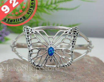 MONARCH Butterfly Cuff Bracelet in Sterling Silver 925 with/without Gemstone of choice