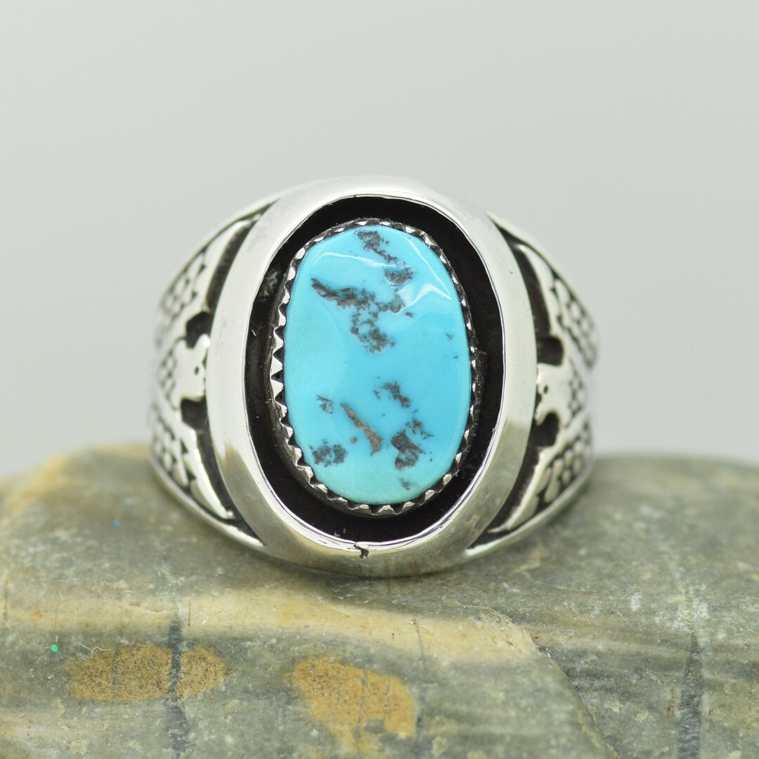 Sleeping Beauty Turquoise Ring Size 12.5 in Sterling Silver 925 Eagle ...