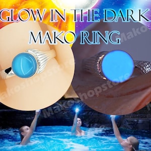 Glow in the dark Real Mako Mermaid Moonpool Island of secrets Ring Sterling Silver 925 for Real Fans image 3