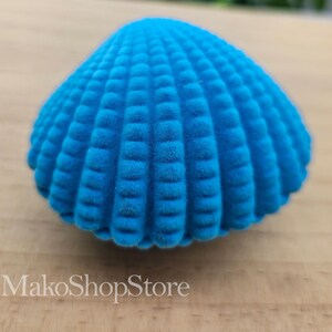 Turquoise Blue Shell Shaped Velvet Ring Box velveteen Novelty box mermaid ocean jewelry box