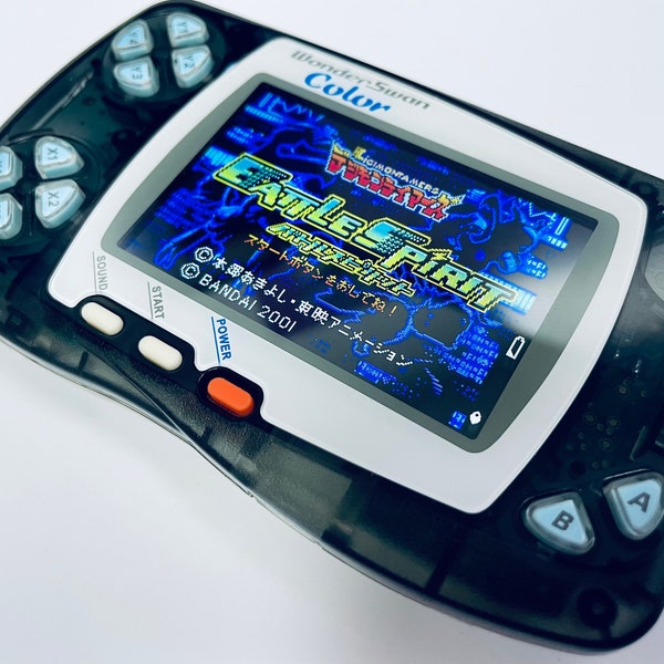 Rétro-éclairé Bandai WonderSwan Color Crystal Black Boxed WSC avec écran IPS - par GameBoy Inventor Console de jeux vidéo de poche rétro vintage