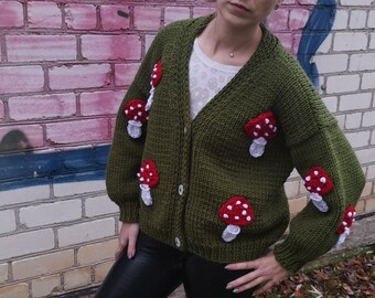 Mushroom Cardigan - Etsy UK