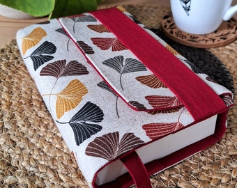 Book cover for pocket book, Ginkgo fabric in Autumn