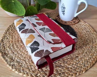 Book cover for pocket book, Ginkgo fabric in Autumn