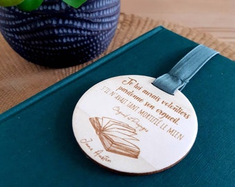 JANE AUSTEN bookmark - Wooden and ribbon bookmark with quote from your favorite books