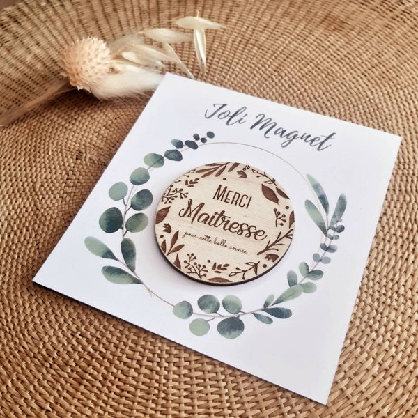 Engraved wooden magnet, Plant motif - End of year gift for Teacher, Nanny, Atsem, etc...