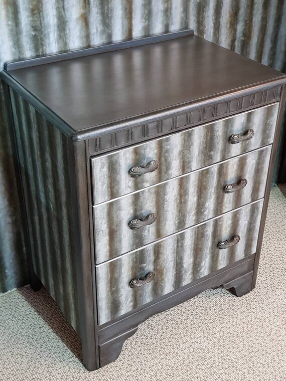 Delightful Vintage Small Decoupage Three Drawer Chest Great Etsy