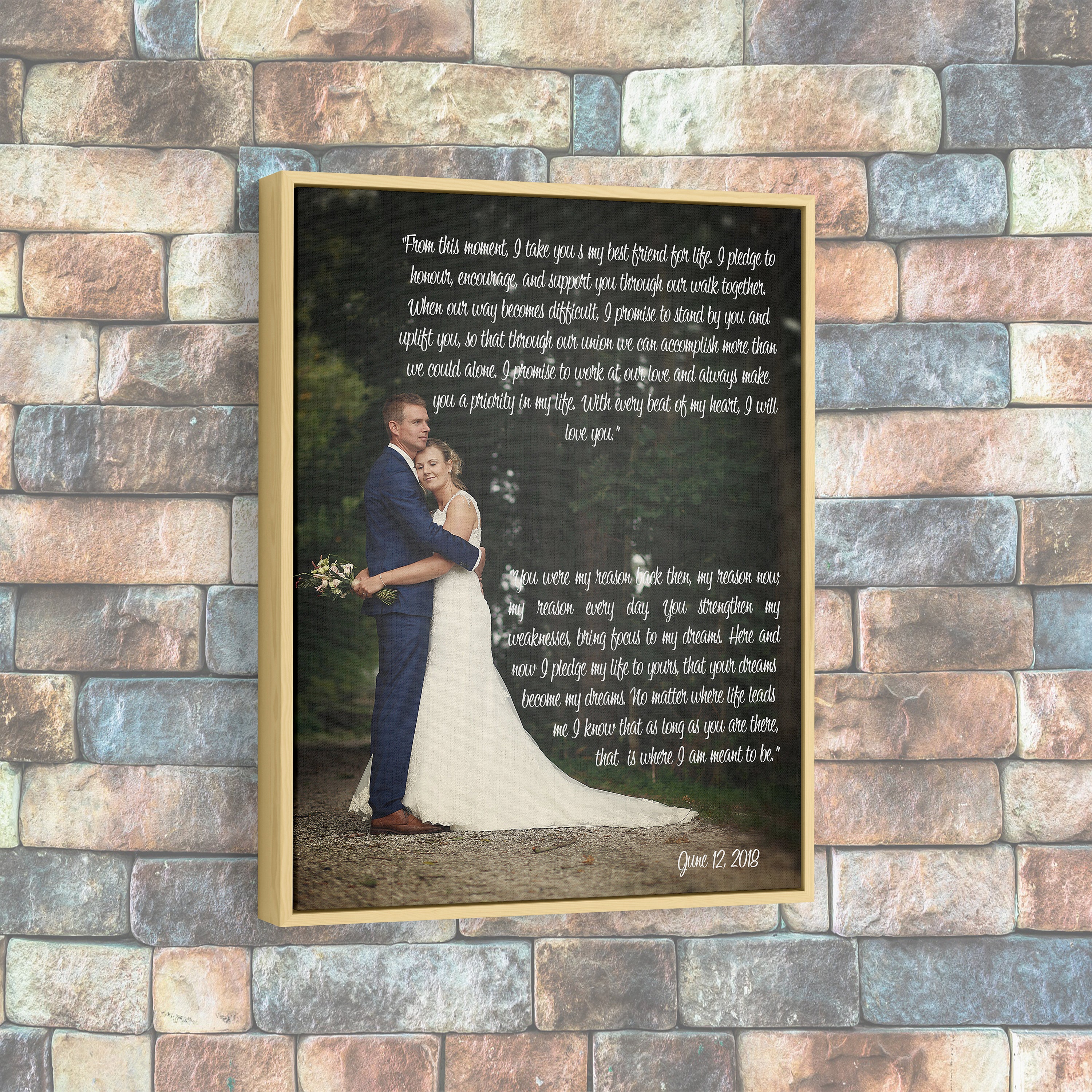 Floating Frame Wedding Vows Print Wedding Vows Keepsake