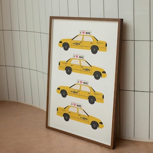 New York City Taxi Cab Yellow Taxi NYC I heart NYC Upper East Side Digital Print drawing NY City