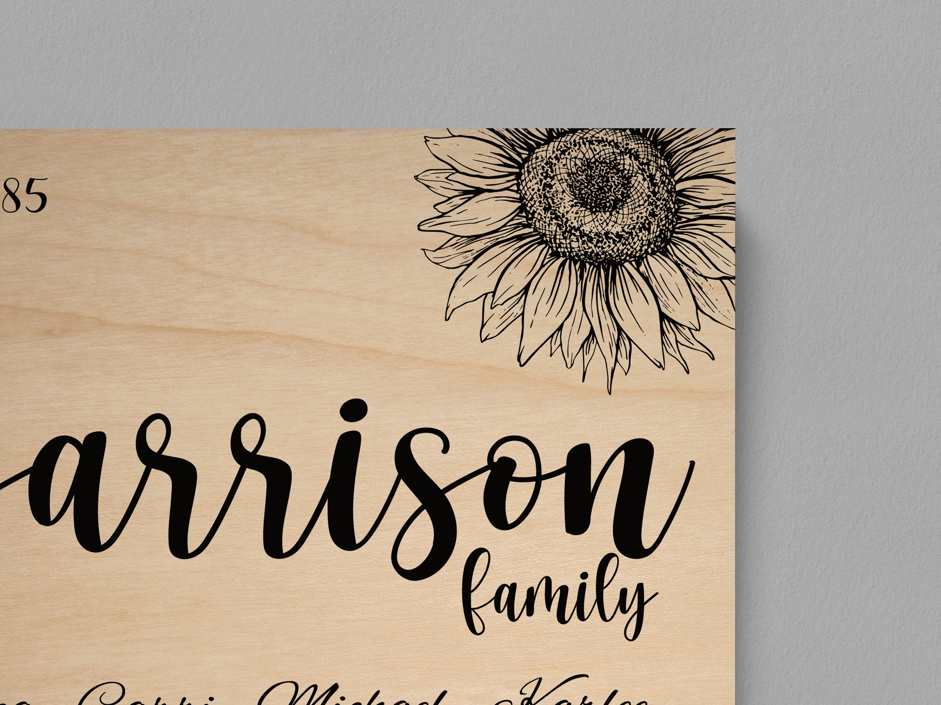Personalized Print Wood Family Name Art, Last Name Established Sign, Personalized Last Name Sign