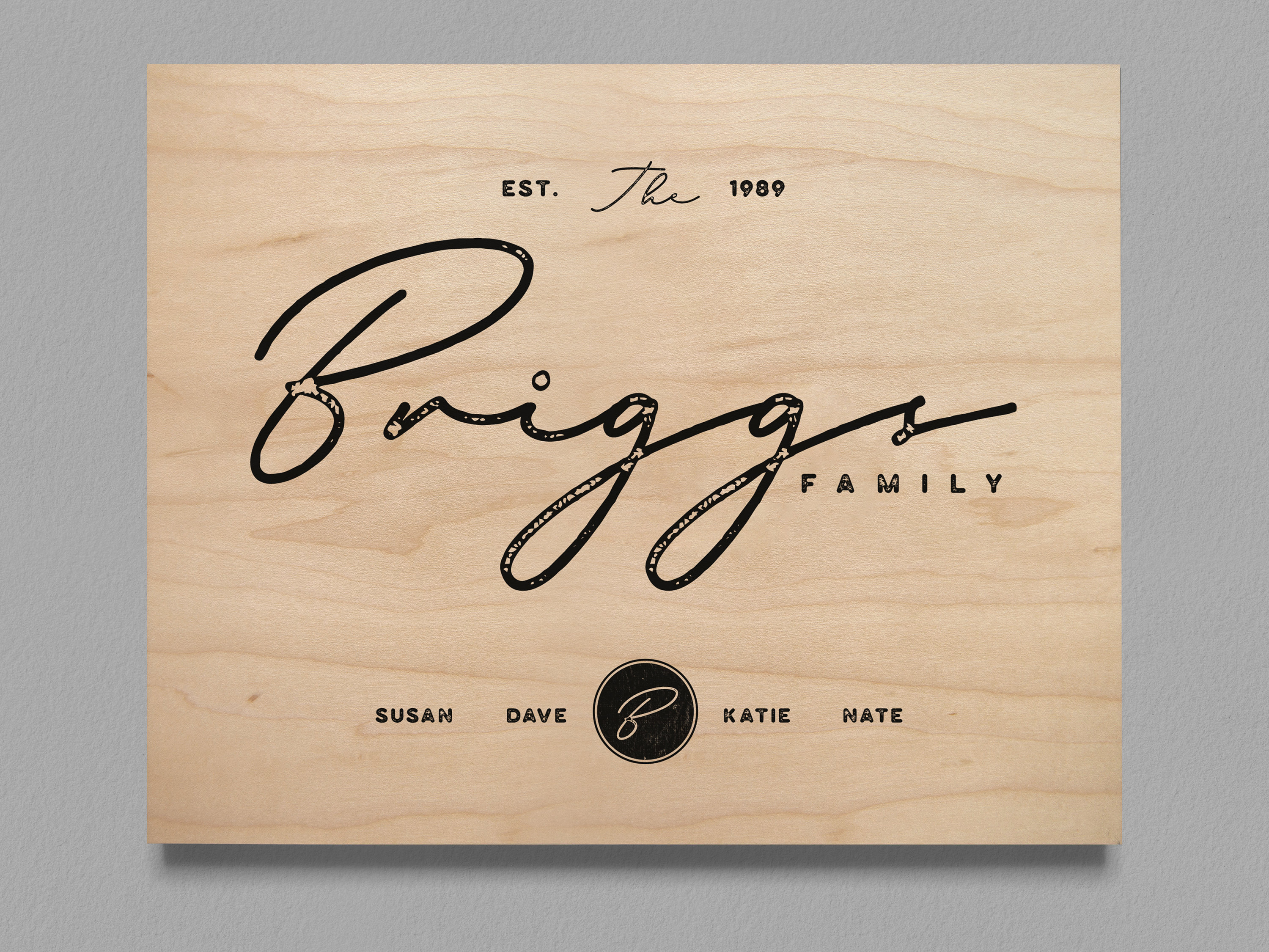 Personalized Family Print, Custom Wood Printed Name Art, Last Name ...